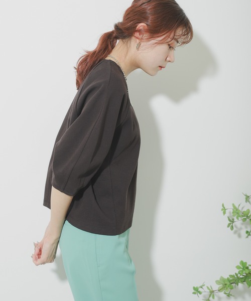 SENSE OF PLACE by URBAN RESEARCH（センスオブプレイスバイアーバンリサーチ）の「コクーンスリーブトップ（Tシャツ/カットソー・レディース・ブラック/パープル/ライトベージュ・ONE）」の4枚目の写真