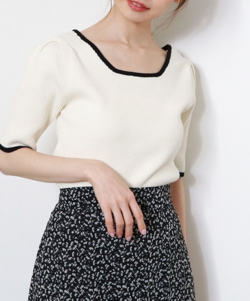 archives（アルシーヴ）の「スクエアーネックタックスリーブ５分袖プルオーバー（ニット/セーター・レディース・ブラック/ミント/ベージュ/オフホワイト/ホワイト・MEDIUM）」の10枚目の写真