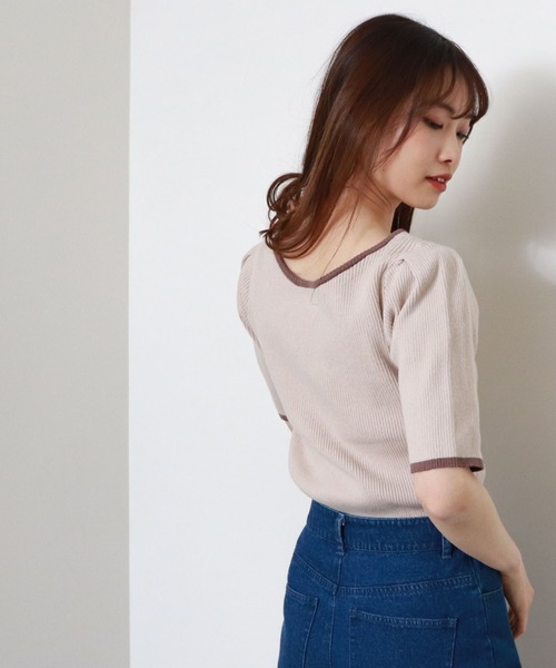 archives（アルシーヴ）の「スクエアーネックタックスリーブ５分袖プルオーバー（ニット/セーター・レディース・ブラック/ミント/ベージュ/オフホワイト/ホワイト・MEDIUM）」の13枚目の写真