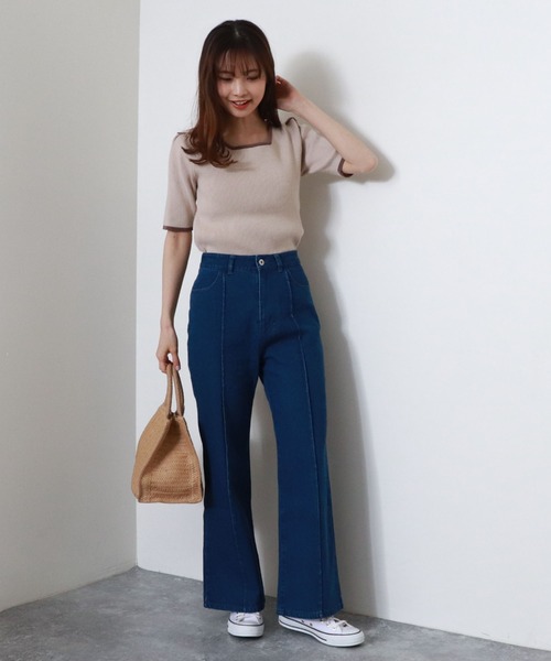 archives（アルシーヴ）の「スクエアーネックタックスリーブ５分袖プルオーバー（ニット/セーター・レディース・ブラック/ミント/ベージュ/オフホワイト/ホワイト・MEDIUM）」の14枚目の写真