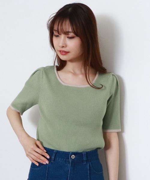 archives（アルシーヴ）の「スクエアーネックタックスリーブ５分袖プルオーバー（ニット/セーター・レディース・ブラック/ミント/ベージュ/オフホワイト/ホワイト・MEDIUM）」の15枚目の写真