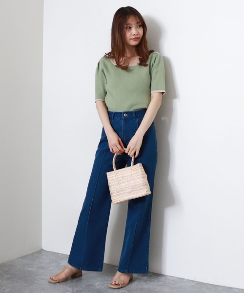 archives（アルシーヴ）の「スクエアーネックタックスリーブ５分袖プルオーバー（ニット/セーター・レディース・ブラック/ミント/ベージュ/オフホワイト/ホワイト・MEDIUM）」の17枚目の写真