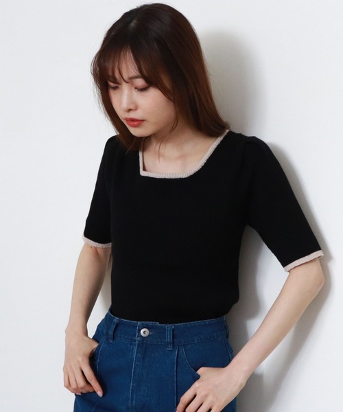 archives（アルシーヴ）の「スクエアーネックタックスリーブ５分袖プルオーバー（ニット/セーター・レディース・ブラック/ミント/ベージュ/オフホワイト/ホワイト・MEDIUM）」の19枚目の写真