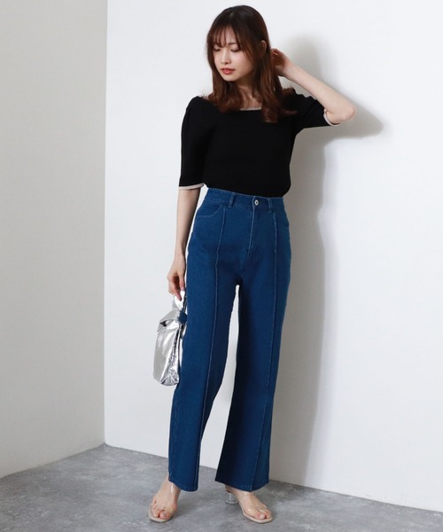 archives（アルシーヴ）の「スクエアーネックタックスリーブ５分袖プルオーバー（ニット/セーター・レディース・ブラック/ミント/ベージュ/オフホワイト/ホワイト・MEDIUM）」の20枚目の写真