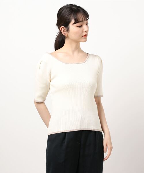 archives（アルシーヴ）の「スクエアーネックタックスリーブ５分袖プルオーバー（ニット/セーター・レディース・ブラック/ミント/ベージュ/オフホワイト/ホワイト・MEDIUM）」の21枚目の写真