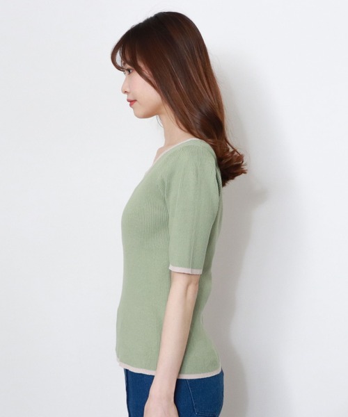 archives（アルシーヴ）の「スクエアーネックタックスリーブ５分袖プルオーバー（ニット/セーター・レディース・ブラック/ミント/ベージュ/オフホワイト/ホワイト・MEDIUM）」の22枚目の写真