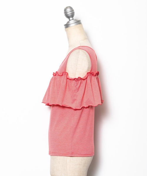 AS KNOW AS PINKY（アズノゥアズピンキー）の「ボーダーひらひらタンクトップ（タンクトップ・レディース・ブラック/ベージュ/レッド・FREE）」の13枚目の写真