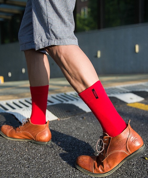 「kakko」（カッコ）の「メンズ カラークルー丈ソックス靴下（ソックス/靴下・メンズ・ブラック/レッド/イエロー/オレンジ/ブルー/グリーン/ライトイエロー・FREE）」の6枚目の写真