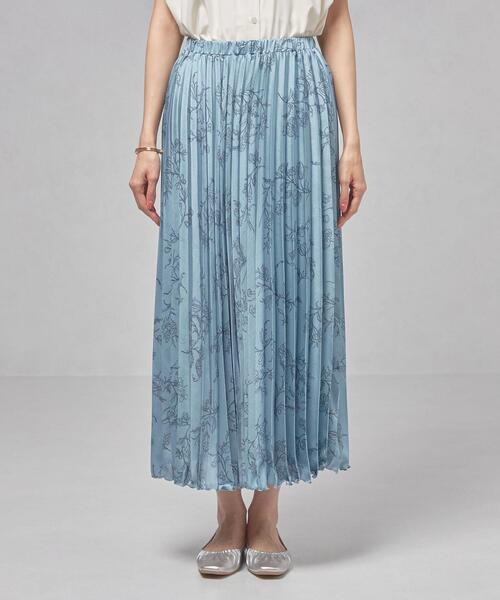 closet story（クローゼットストーリー）の「＜closet story＞□CSC ミニドット×フラワー プリーツ ロングスカート -手洗い可能-（スカート・レディース・ライトブルー/ブラック・FREE）」の5枚目の写真