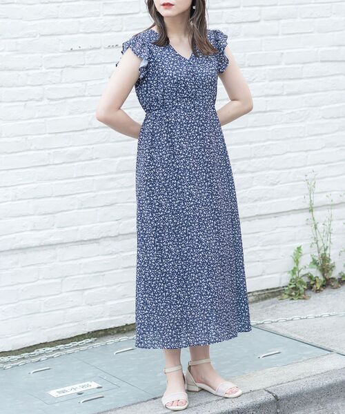 MAJESTIC LEGON（マジェスティックレゴン）の「バックレースアップフラワーワンピ（ワンピース・レディース・ブルー系その他2/ブルー系その他4/パープル系その他2・SMALL/MEDIUM）」の6枚目の写真