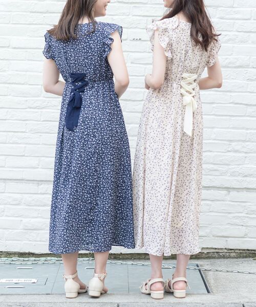 MAJESTIC LEGON（マジェスティックレゴン）の「バックレースアップフラワーワンピ（ワンピース・レディース・ブルー系その他2/ブルー系その他4/パープル系その他2・SMALL/MEDIUM）」の11枚目の写真