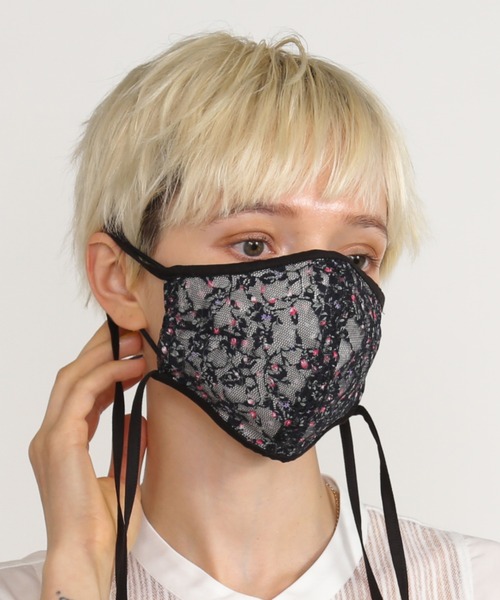 ABITOKYO（アビトーキョー）の「オシャレ　アクセサリー気分の華やか刺しゅうファッションマスク【日本製】（マスク・レディース・ブラック・FREE）」の7枚目の写真