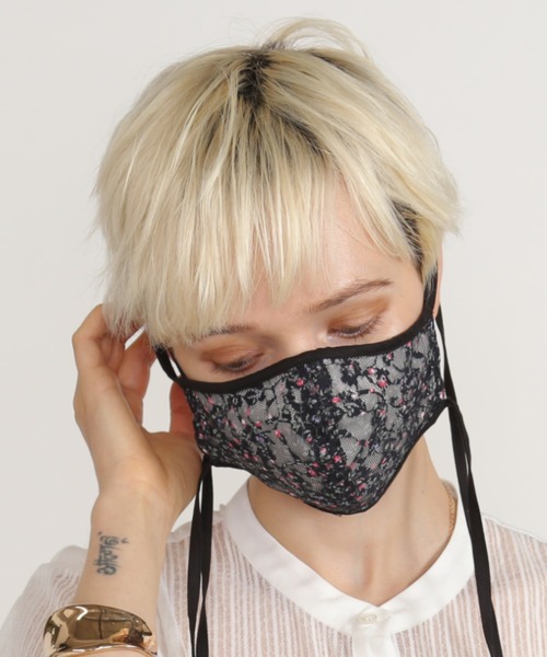 ABITOKYO（アビトーキョー）の「オシャレ　アクセサリー気分の華やか刺しゅうファッションマスク【日本製】（マスク・レディース・ブラック・FREE）」の16枚目の写真