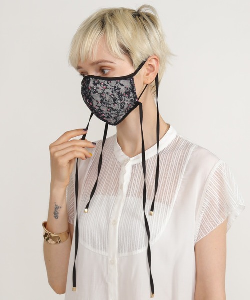 ABITOKYO（アビトーキョー）の「オシャレ　アクセサリー気分の華やか刺しゅうファッションマスク【日本製】（マスク・レディース・ブラック・FREE）」の22枚目の写真