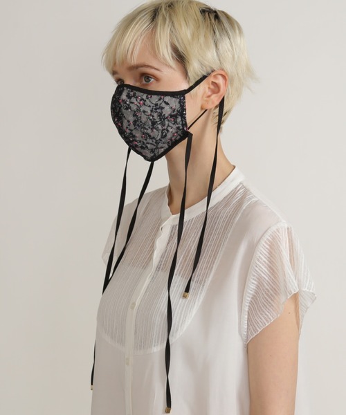 ABITOKYO（アビトーキョー）の「オシャレ　アクセサリー気分の華やか刺しゅうファッションマスク【日本製】（マスク・レディース・ブラック・FREE）」の13枚目の写真