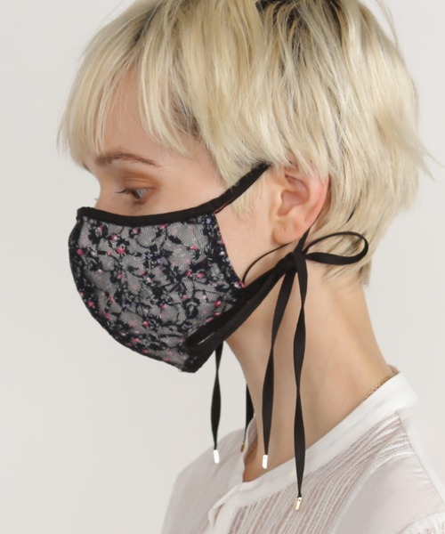 ABITOKYO（アビトーキョー）の「オシャレ　アクセサリー気分の華やか刺しゅうファッションマスク【日本製】（マスク・レディース・ブラック・FREE）」の14枚目の写真
