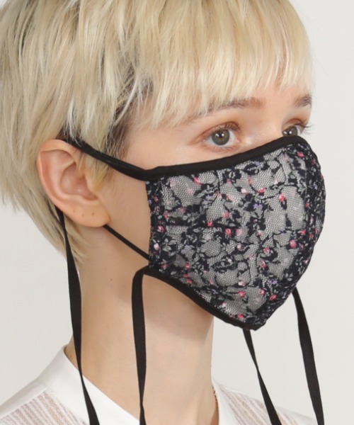 ABITOKYO（アビトーキョー）の「オシャレ　アクセサリー気分の華やか刺しゅうファッションマスク【日本製】（マスク・レディース・ブラック・FREE）」の11枚目の写真