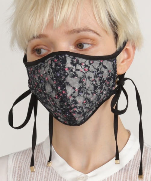 ABITOKYO（アビトーキョー）の「オシャレ　アクセサリー気分の華やか刺しゅうファッションマスク【日本製】（マスク・レディース・ブラック・FREE）」の10枚目の写真