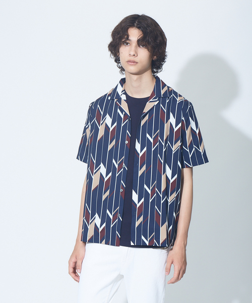 ABAHOUSE(アバハウス)の「【WEB別注】総柄 オープンカラー シャツ(シャツ/ブラウス・メンズ・ホワイト/ベージュ/ネイビー/グリーン/アイボリー・46/48)」の5枚目の写真