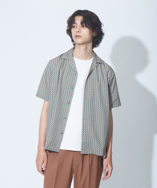 ABAHOUSE(アバハウス)の「【WEB別注】総柄 オープンカラー シャツ(シャツ/ブラウス・メンズ・ホワイト/ベージュ/ネイビー/グリーン/アイボリー・46/48)」の1枚目の写真