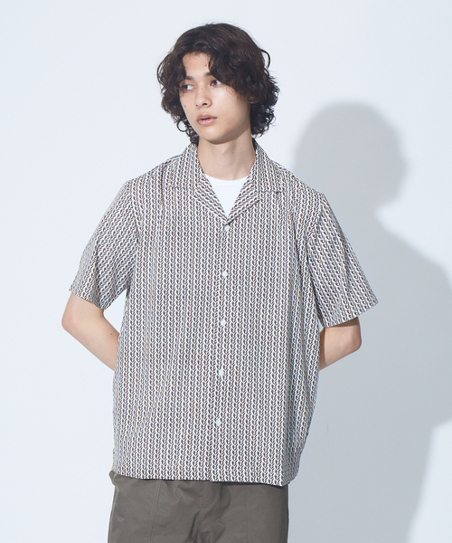 ABAHOUSE(アバハウス)の「【WEB別注】総柄 オープンカラー シャツ(シャツ/ブラウス・メンズ・ホワイト/ベージュ/ネイビー/グリーン/アイボリー・46/48)」の3枚目の写真