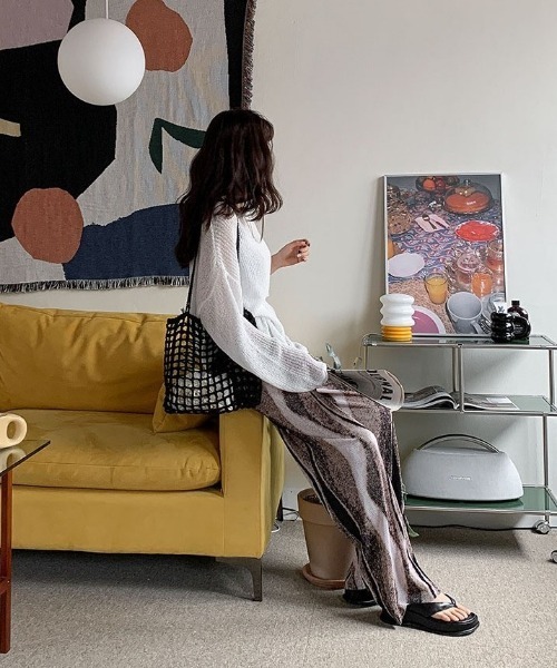 chuu（チュー）の「MERONGSHOP マーブルプリーツバンディングパンツ（その他パンツ・レディース・ブラウン・FREE）」の2枚目の写真