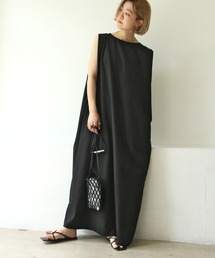 麻混Iラインワンピース