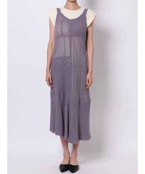 LAGUNAMOON（ラグナムーン）の「パッチワークニットワンピース（ワンピース・レディース・チャコールグレー/ベージュ/パープル・FREE）」の12枚目の写真