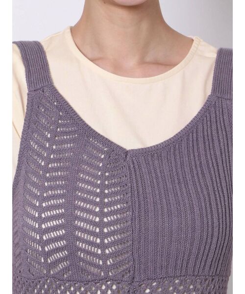 LAGUNAMOON（ラグナムーン）の「パッチワークニットワンピース（ワンピース・レディース・チャコールグレー/ベージュ/パープル・FREE）」の8枚目の写真