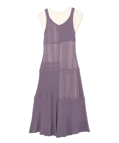 LAGUNAMOON（ラグナムーン）の「パッチワークニットワンピース（ワンピース・レディース・チャコールグレー/ベージュ/パープル・FREE）」の11枚目の写真