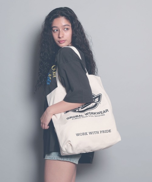 Dickies(ディッキーズ)の「【DICKIES/ディッキーズ】DK LOGO TC CANVAS TOTE BAG(トートバッグ・レディース・オフホワイト/ネイビー/ブラック/レッド・FREE)」の6枚目の写真