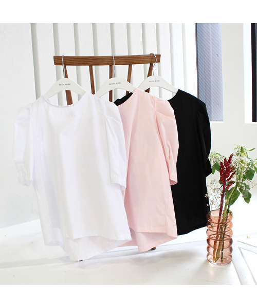 MODE ROBE（モードローブ）の「バックギャザーリボンパフショルダ―トップス（Tシャツ/カットソー・レディース・ホワイト/ブラック/ピンク・FREE）」の11枚目の写真