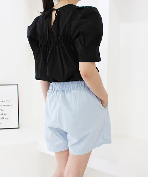 MODE ROBE（モードローブ）の「バックギャザーリボンパフショルダ―トップス（Tシャツ/カットソー・レディース・ホワイト/ブラック/ピンク・FREE）」の5枚目の写真