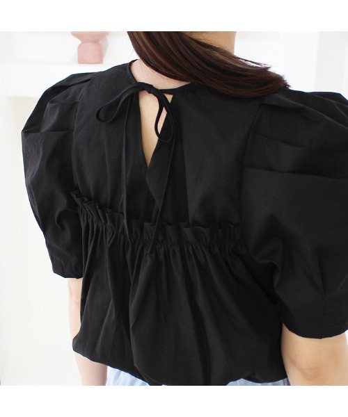 MODE ROBE（モードローブ）の「バックギャザーリボンパフショルダ―トップス（Tシャツ/カットソー・レディース・ホワイト/ブラック/ピンク・FREE）」の12枚目の写真