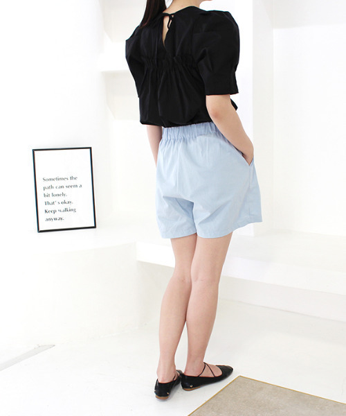 MODE ROBE（モードローブ）の「バックギャザーリボンパフショルダ―トップス（Tシャツ/カットソー・レディース・ホワイト/ブラック/ピンク・FREE）」の6枚目の写真