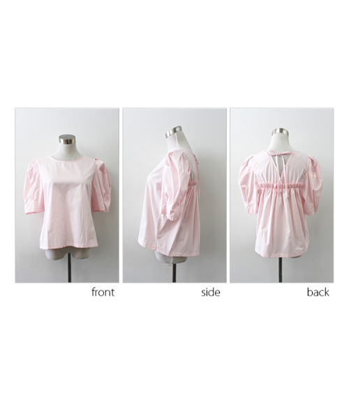 MODE ROBE（モードローブ）の「バックギャザーリボンパフショルダ―トップス（Tシャツ/カットソー・レディース・ホワイト/ブラック/ピンク・FREE）」の14枚目の写真