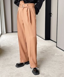 ベルト付き アシンメトリーウエスト センタープレススラックス