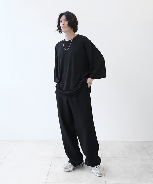 minsobi(ミンソビ)の「ルーズシルエットTシャツ ビッグシルエットベーシックトップス(Tシャツ/カットソー・メンズ・ホワイト/ブラック・FREE)」の4枚目の写真