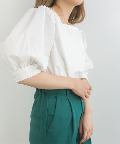 nemne store(ネンネストア)の「シャーベットを作るアシメボタンブラウス(シャツ/ブラウス・レディース・ブラウン/オフホワイト/グリーン・フリー)」の21枚目の写真