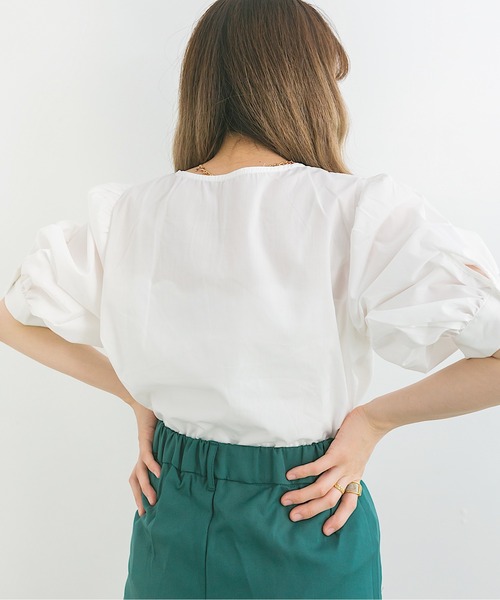 nemne store(ネンネストア)の「シャーベットを作るアシメボタンブラウス(シャツ/ブラウス・レディース・ブラウン/オフホワイト/グリーン・フリー)」の6枚目の写真