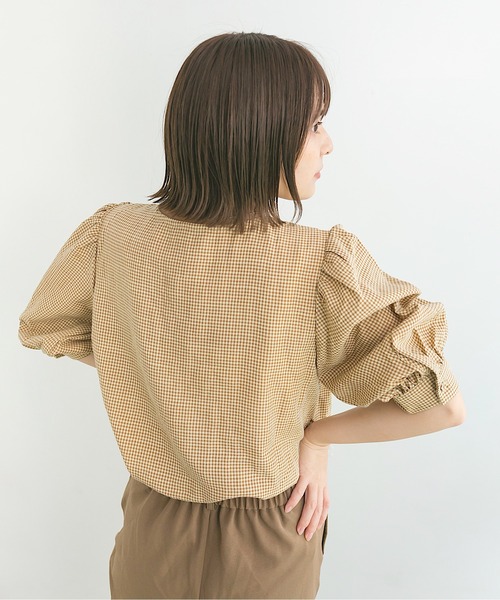 nemne store(ネンネストア)の「シャーベットを作るアシメボタンブラウス(シャツ/ブラウス・レディース・ブラウン/オフホワイト/グリーン・フリー)」の18枚目の写真