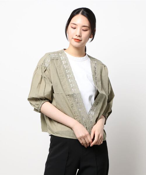 Samansa Mos2（サマンサ モスモス）の「レースボレロ（カーディガン/ボレロ・レディース・ベージュ/ブラック/カーキ/キナリ・ﾌﾘ-）」の9枚目の写真