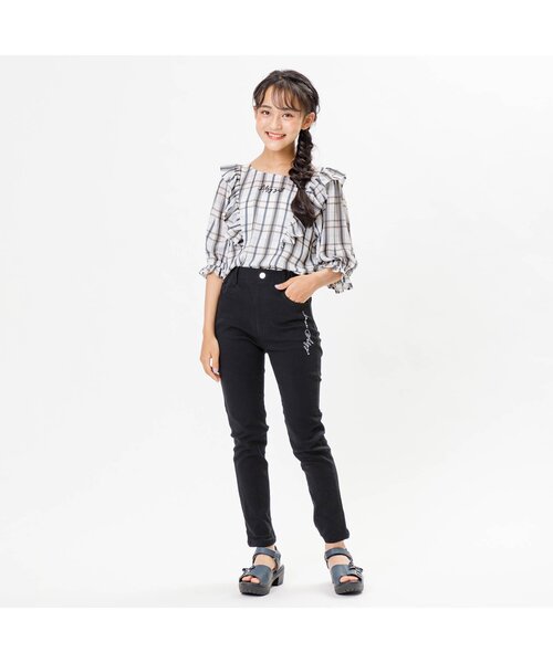 algy（アルジー）の「/チェック半袖ブラウス（シャツ/ブラウス・キッズ・オフホワイト/ミント/ブラウン・XX-SMALL/SMALL/MEDIUM/X-SMALL）」の4枚目の写真