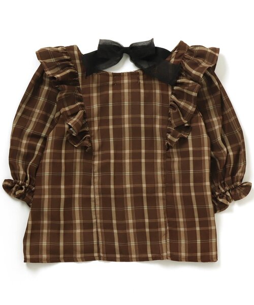 algy（アルジー）の「/チェック半袖ブラウス（シャツ/ブラウス・キッズ・オフホワイト/ミント/ブラウン・XX-SMALL/SMALL/MEDIUM/X-SMALL）」の15枚目の写真