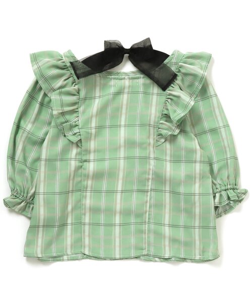algy（アルジー）の「/チェック半袖ブラウス（シャツ/ブラウス・キッズ・オフホワイト/ミント/ブラウン・XX-SMALL/SMALL/MEDIUM/X-SMALL）」の14枚目の写真