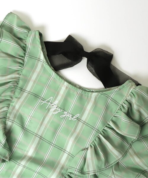 algy（アルジー）の「/チェック半袖ブラウス（シャツ/ブラウス・キッズ・オフホワイト/ミント/ブラウン・XX-SMALL/SMALL/MEDIUM/X-SMALL）」の8枚目の写真