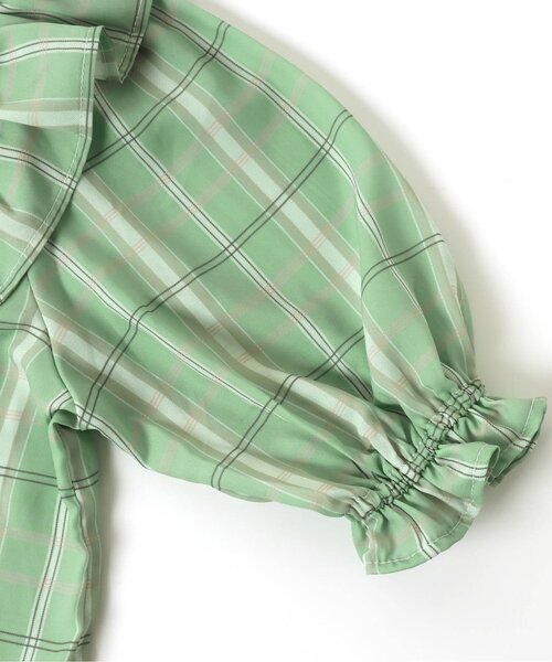 algy（アルジー）の「/チェック半袖ブラウス（シャツ/ブラウス・キッズ・オフホワイト/ミント/ブラウン・XX-SMALL/SMALL/MEDIUM/X-SMALL）」の7枚目の写真