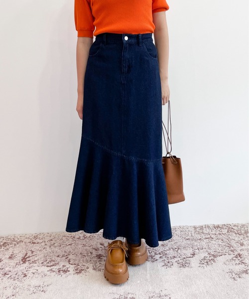 EPIMI E'PIMMY（エピミエピミー）の「デニムマーメイドスカート（デニムスカート・レディース・ブラック/ネイビー/ブルー/ピンクベージュ・MEDIUM）」の2枚目の写真