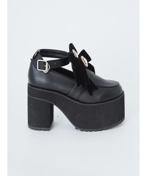 Ank Rouge（アンクルージュ）の「ビジューリボン厚底シューズ（パンプス・レディース・ブラック/ピンク・L/M）」の9枚目の写真