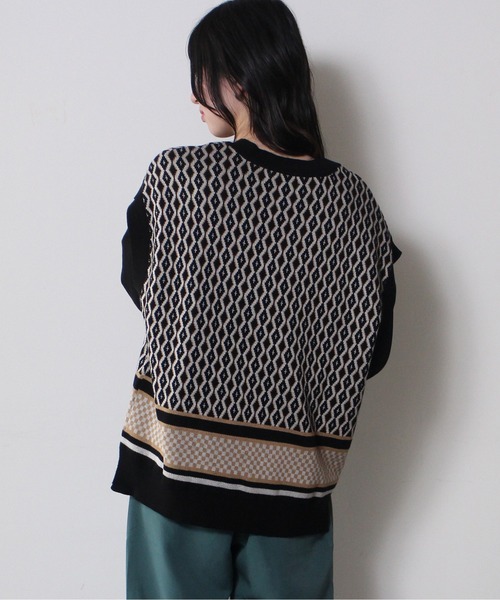 one way（ワンウェイ）の「【oneway】ジャガードオーバーニット（ベスト・レディース・ブラック/ライトグリーン/ライトブラウン・FREE）」の5枚目の写真